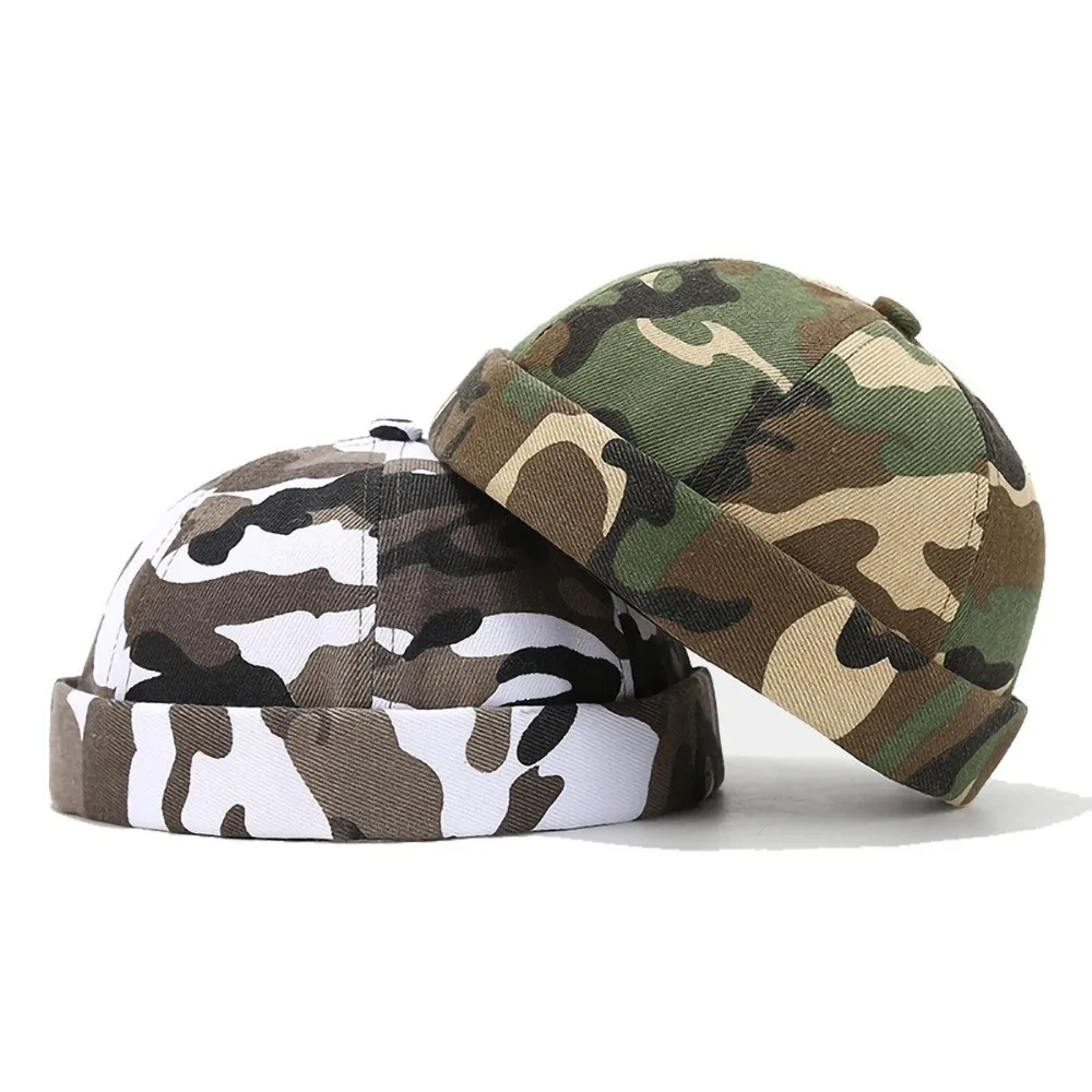 Casual Melon Skin Hat Brimless Hip Hop Docker Cap Adjustable Beanie Hat Spring and Summer