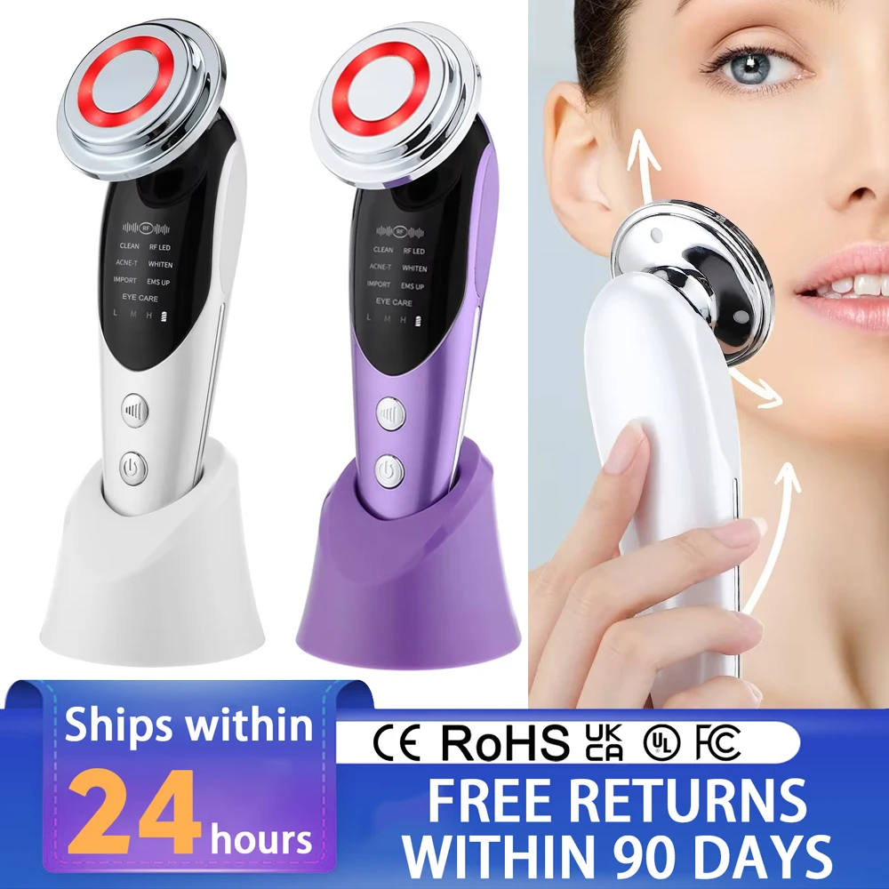 เครื่องยกกระชับใบหน้า 7 in 1 EMS RF ไมโครเคอร์เรนท์ ฟื้นฟูผิว กระชับผิว ลดเลือนริ้วรอย บำรุงผิวหน้า