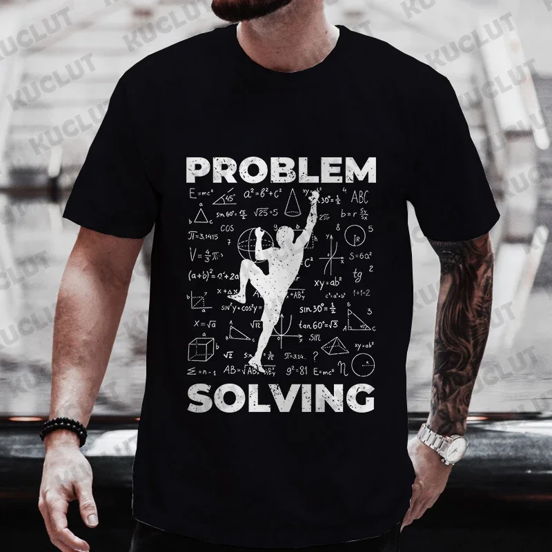 Rock Climbing T Shirt for Women Men Bouldering Tee Problem Solving Math Top Sport Climber T-shirt Short Sleeve Loose Clothing