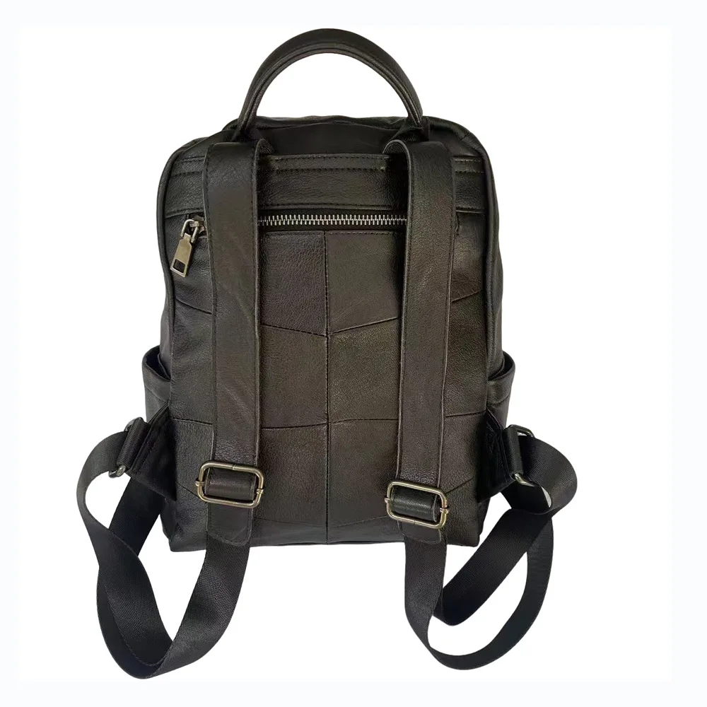 Casual Daily Genuine Leather Travel Backpack Woman Black Cow Leather Tote Bags For Ladies Multi-functional Cowhide Shoulder Bag