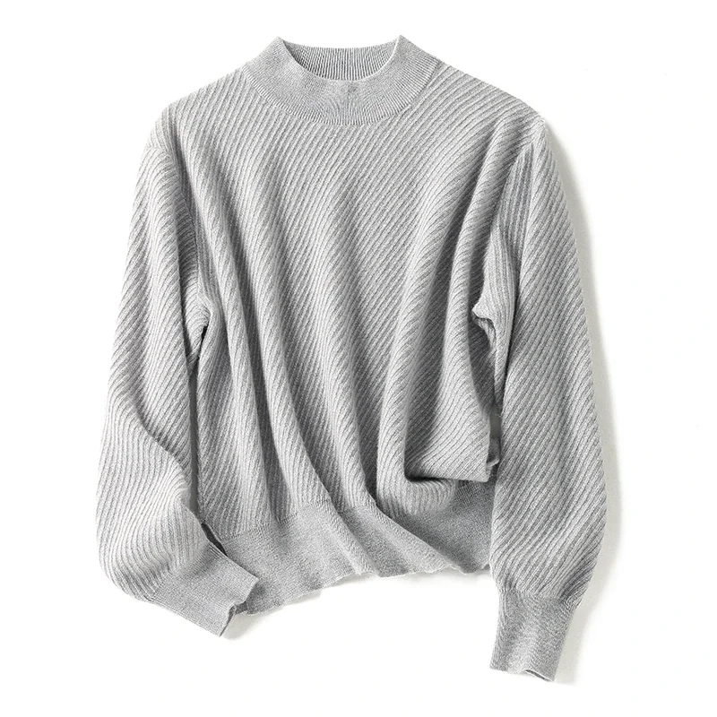 Shuchan Half High Collar 100% Cashmere  Womens Sweaters  Solid  Autumn Winter WARM  Women Clothes  Korean Fashion