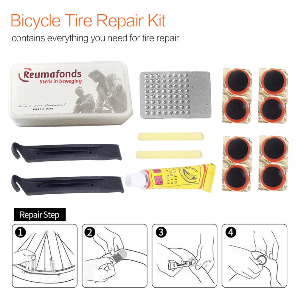 1Set Bike Bicycle Flat Tire Repair Kit Tool Set Kit Patch Rubber Portable Fetal Best Quality cycling