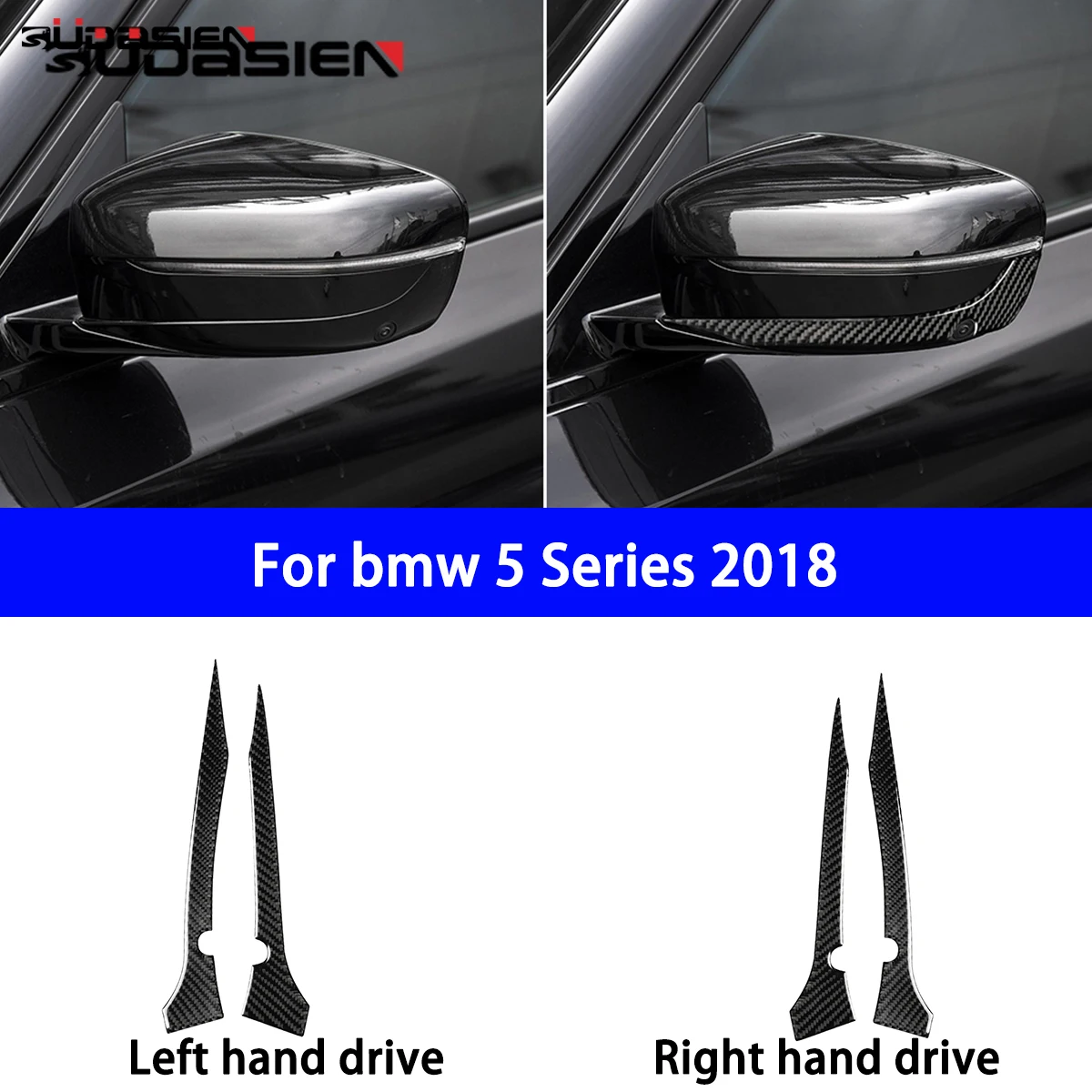 Tira anticolisión para espejo retrovisor de coche, pegatina decorativa, modificación de fibra de carbono, adecuada para BMW serie 5, G38, 2018