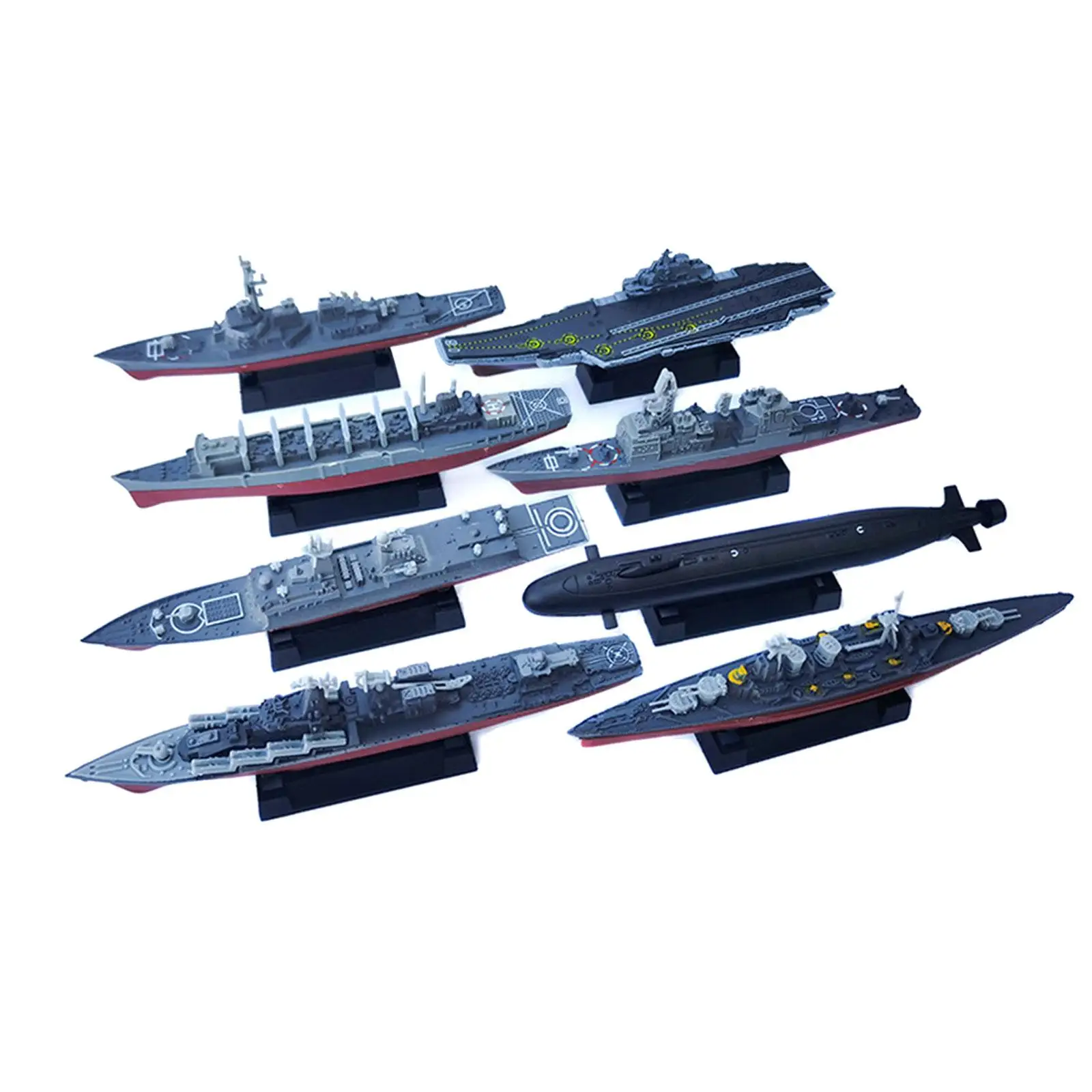 8 Pieces 4D Aircraft Carrier Toy Model Ship Model for Children Table Scene