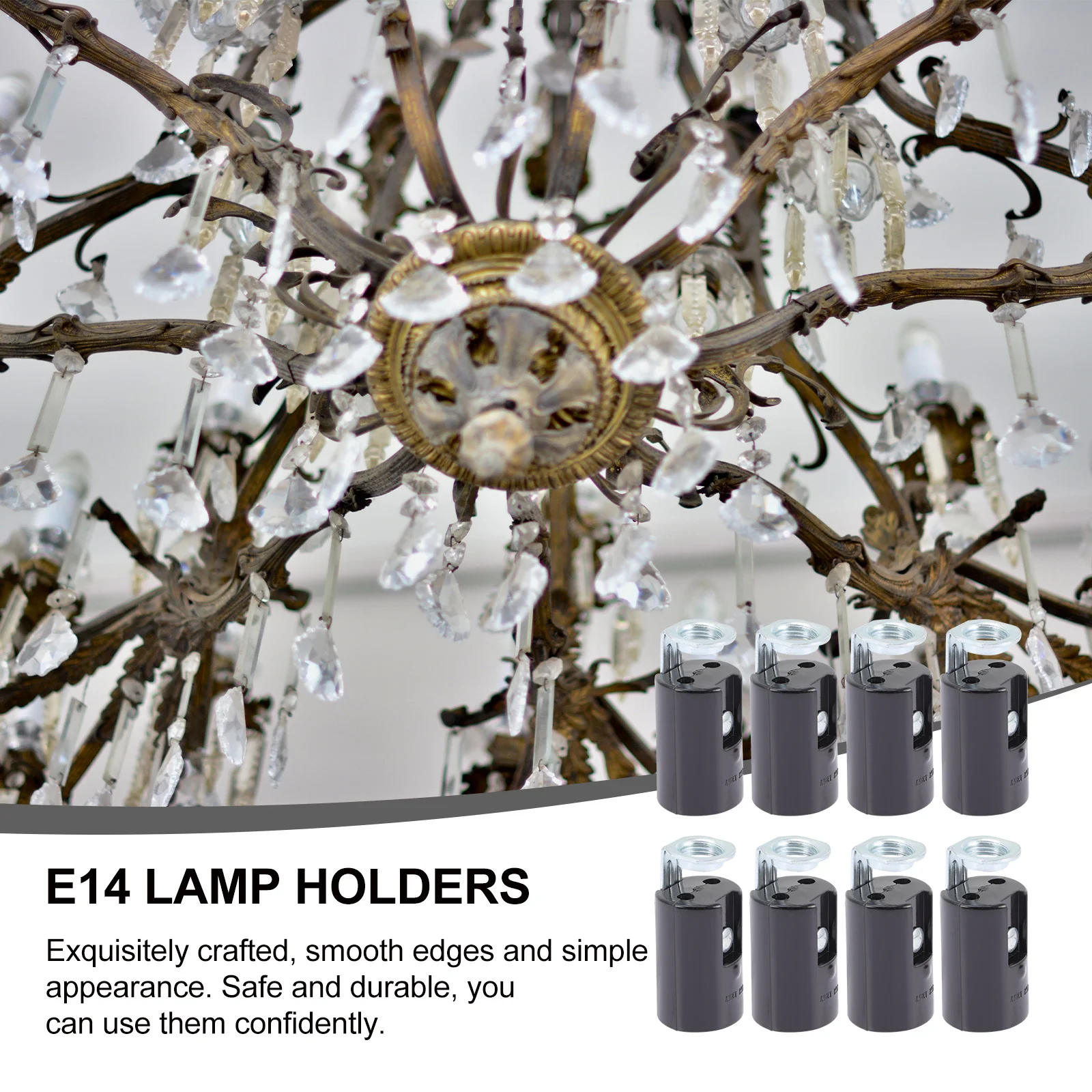 9 szt. Oprawek do lamp Trwałe żelazno-plastikowe gniazda do żyrandoli, lamp ściennych, lamp wiszących Niezawodne zamienne podstawy oświetleniowe