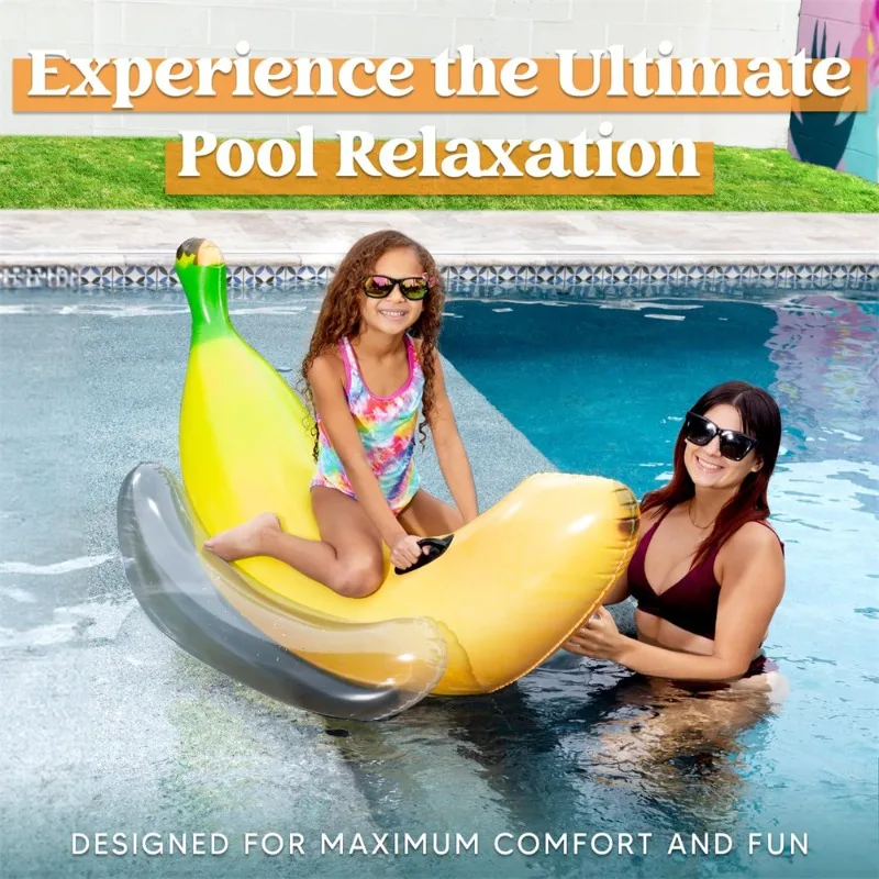 Flotador de Piscina Inflable de PVC con Forma de Plátano para Adultos y Niños, Juguete Acuático Resistente a Fugas, Flotador de Plátano Portátil y Resistente para Fiestas en la Piscina