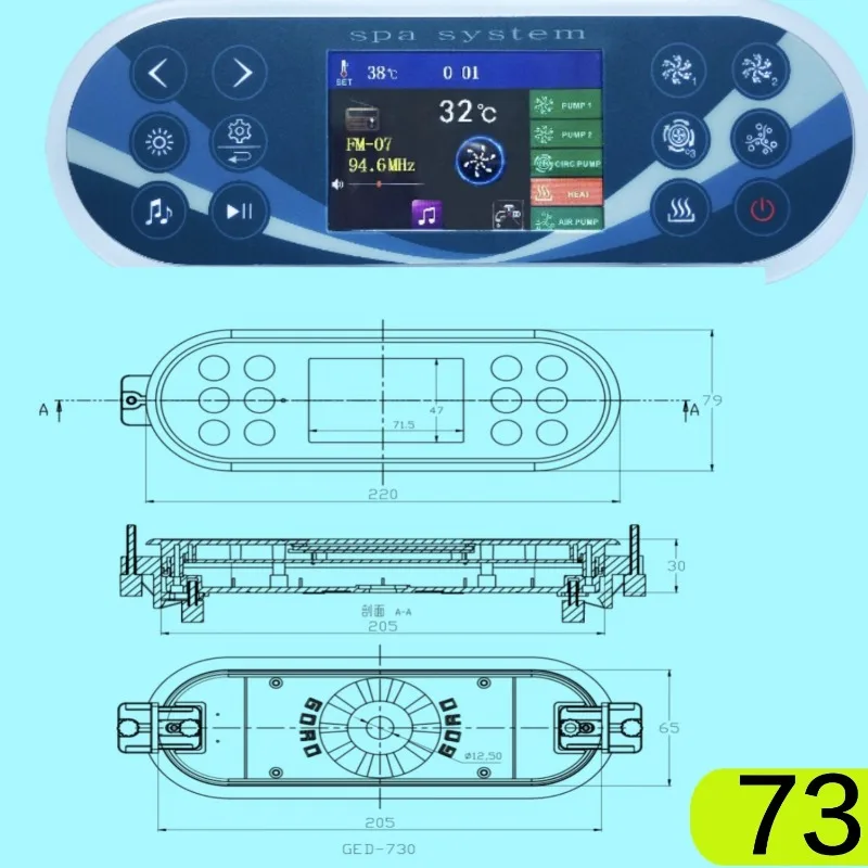 Waterproof Touch Spa Controller Panel For Home Bathtubs Hot Tub Massage & Drainage Fittings