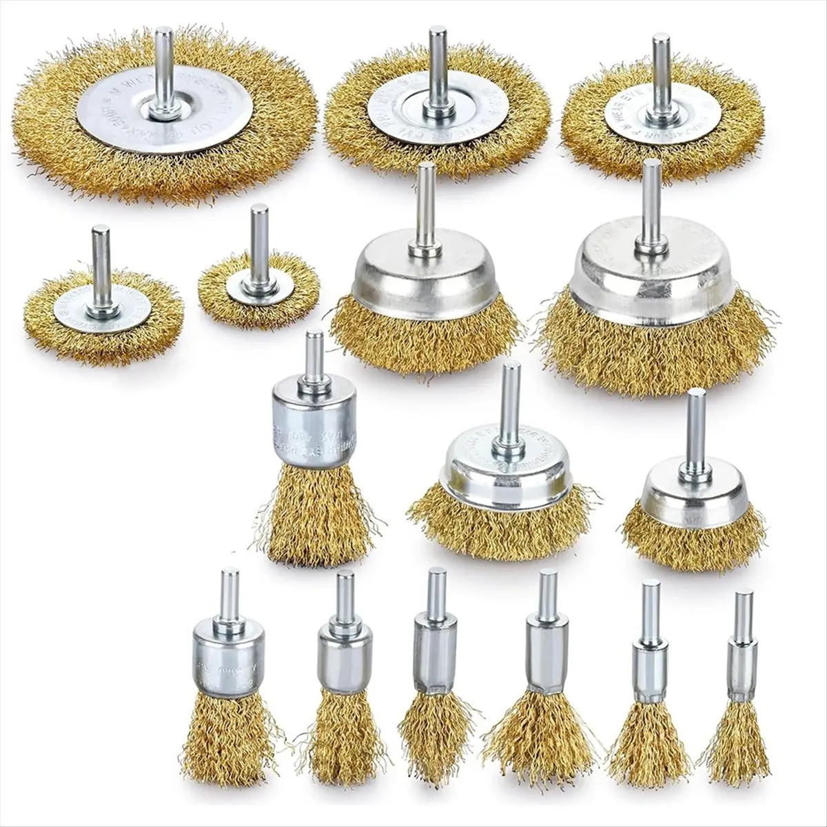HGHO Wire Wheel for Drill - 16 PCS Brass Wire Brush for Drill Rust Removal, Wire Wheel Cup Brush and End Brush Set