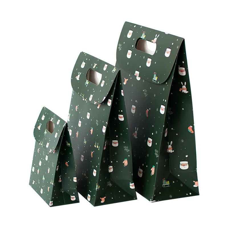 صندوق هدايا عيد الميلاد بسعة كبيرة ، كيس حلوى ، حقيبة مرافقة بغطاء محمول ، لوازم العطلات ، 5 * #6