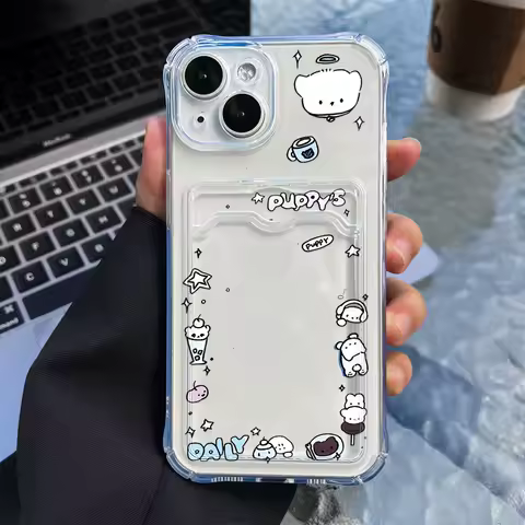 Cartoon Bear Phone Case For Samsung A54 A55 A15 A53 A52 A33 A35 A13 A34 A14 A24 A25 A06 A16 S21 S22 S23 S24 Ultra Card Bag Cover