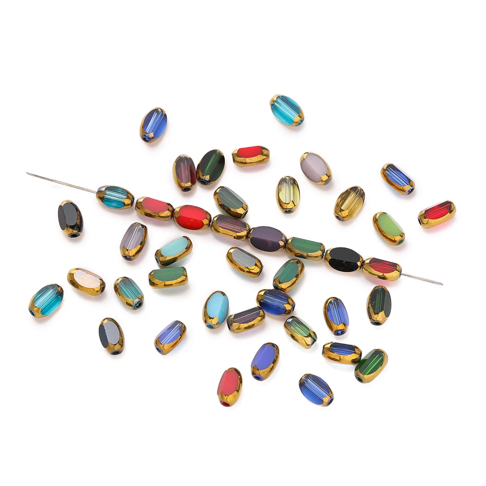 20 teile/los Oval Glas Perlen Überzogene Goldene Farbe Kristall Lose Spacer Perlen Diy Armband Halskette Schmuck Machen Zubehör – Detail 8