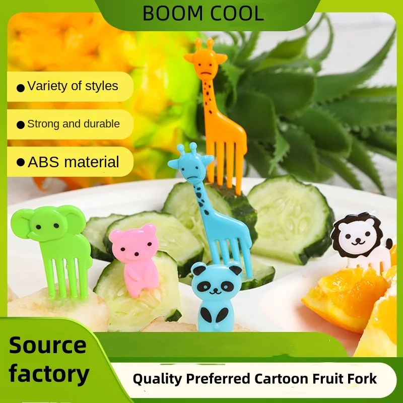 Animal Fruit Fork Food Grade Plastic Mini Cartoon Kids Cake Fruit Toothpick ，Lunch Box Accesorioes for School Kids