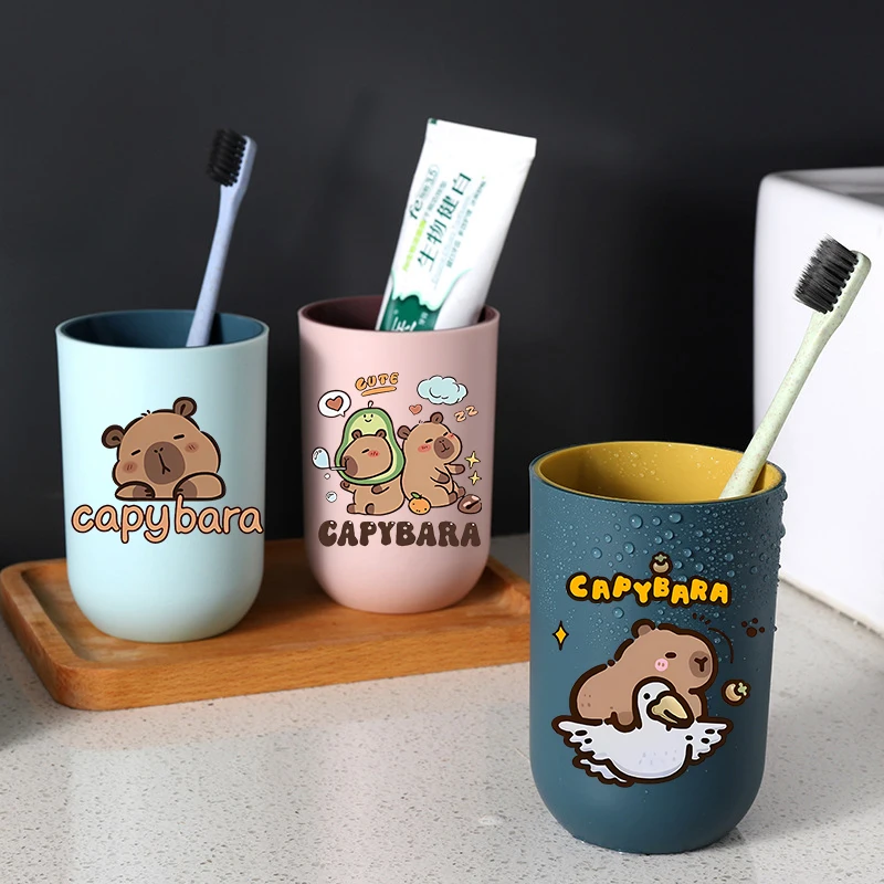 Kawaii كابيبارا كأس فرشاة الأسنان الإبداعية الكرتون لطيف الأطفال غسول الفم الكؤوس المفروشات المنزلية أنيمي كوب ماء هدايا عيد الميلاد #1