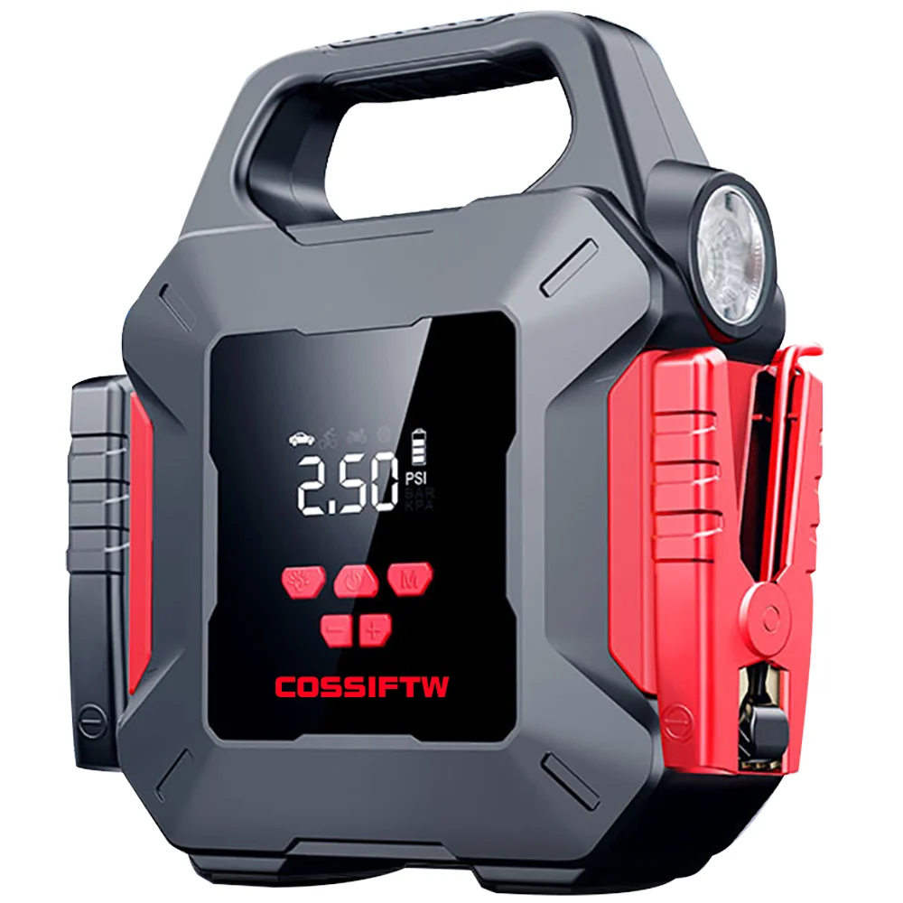 

Factory Direct High-Capacity Car Emergency Jump Starter Air Compressor Combo Portable 29600mAh Battery Power Bank Wholesale