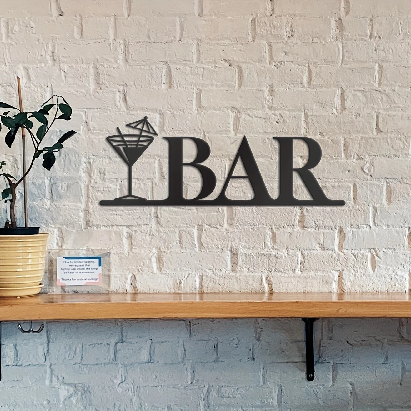 Modern Black Metal Bar Sign for Home Bar Decor - Stylish Bar Letters for Fashionable Set Up and Decorations