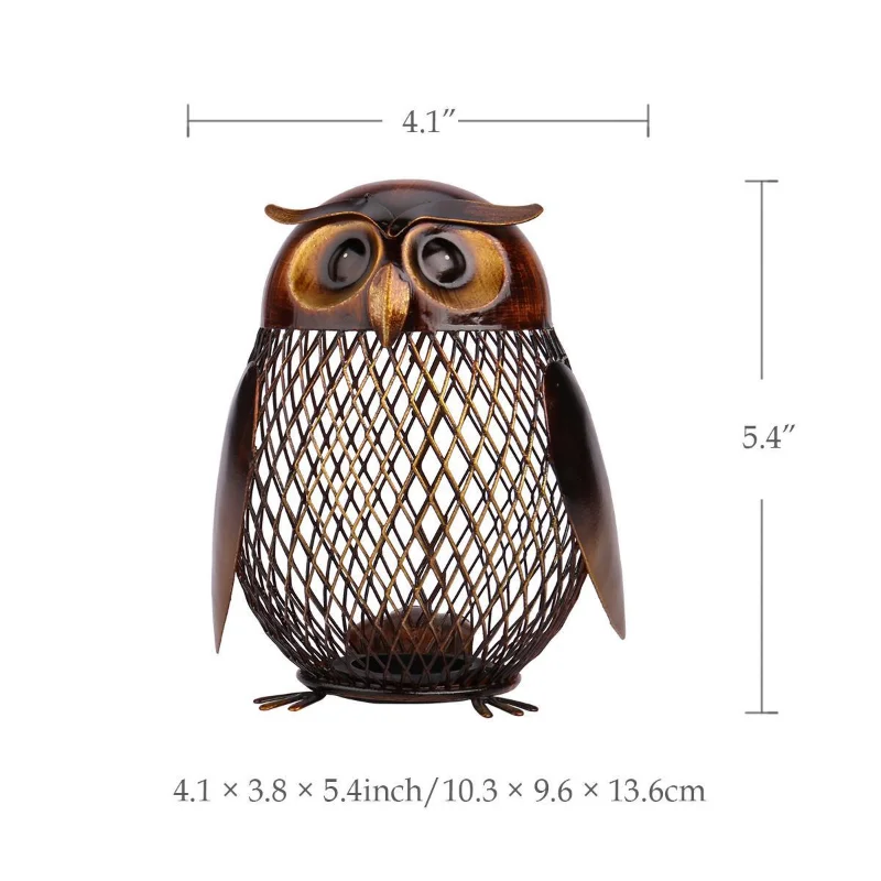 Children's Christmas Gift Owl Shaped Piggy Bank Metal Coin Deposit Box Jar Coin Storage Box Home Decoration Doll Craft Ornament