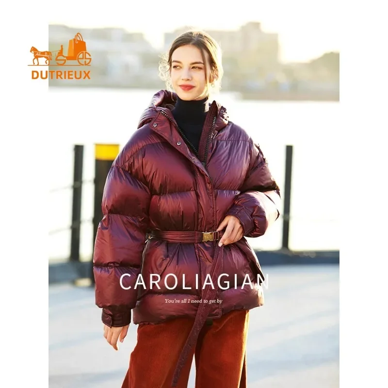 New Winter Cotton Jacket for Women, Thickened Double 90 High Down White Duck Down High-end Down Jacket with Hood and Waist Coat