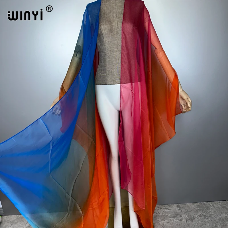 ชุดคลุมบิกินี่ลายพิมพ์โบโฮสไตล์กิโมโนหลวมๆ สำหรับฤดูร้อน ผ้าบางเบา เซ็กซี่ เหมาะสำหรับวันหยุดพักผ่อนริมชายหาด สำหรับผู้หญิง