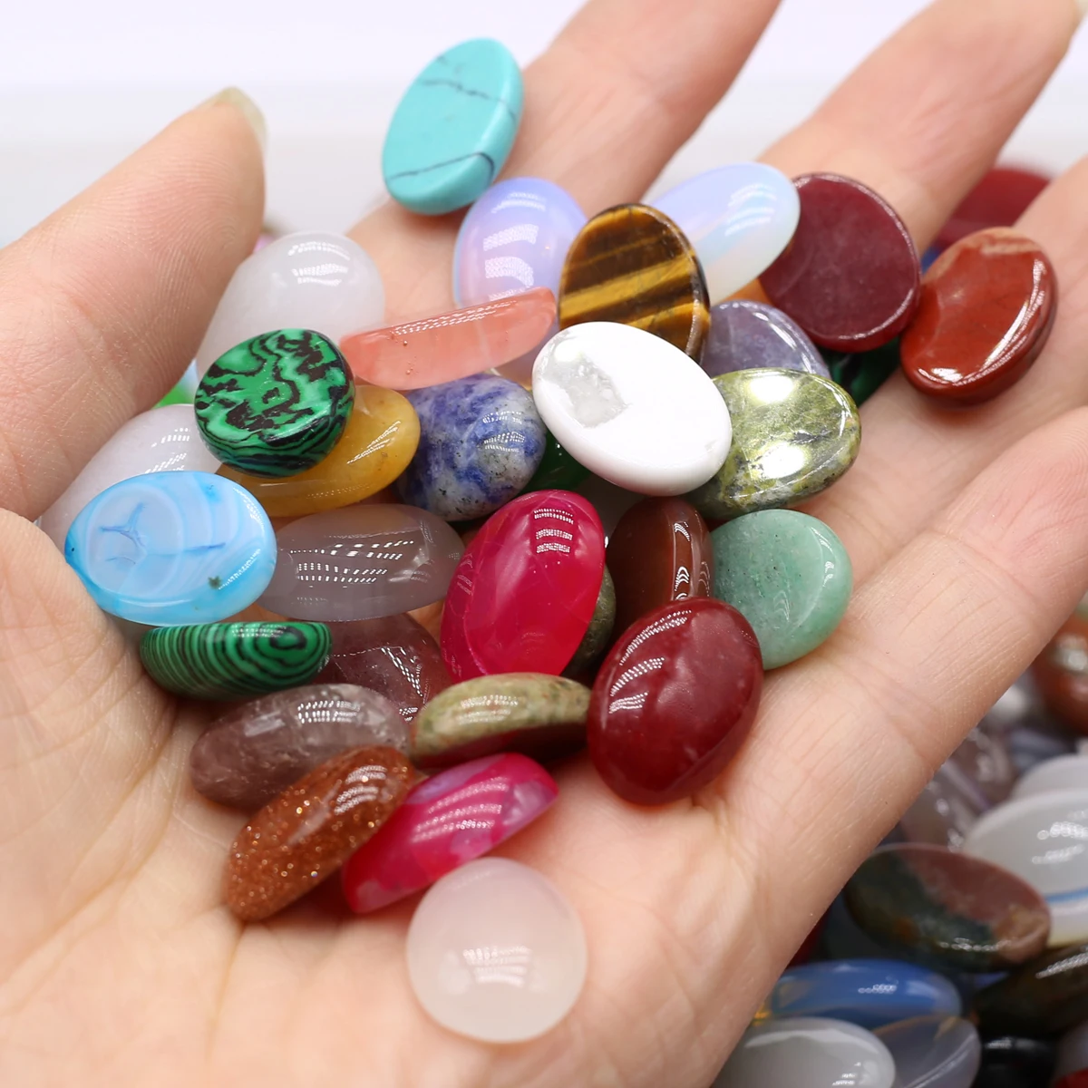 10PCS Natural Stone Cabochon Crystal Tiger Eye Stone Opal Oval 6x8 8x10 10x14 12x16 13x18 15x20 18x25mm Egg Shape DIY Jewelry