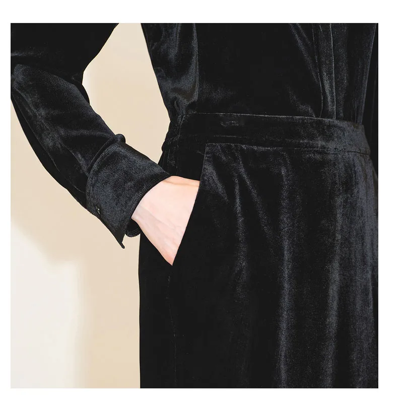 Fengbaoyu jupe mi-longue en polaire de soie naturelle pour femme taille haute jupe mi-longue Simple Style Simple et élégant