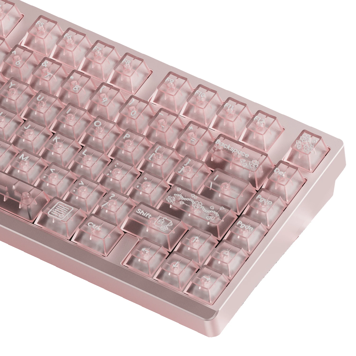 idobao Sakura Cherry Keycaps Transparent Key Cap Set Pink Cute Keycap Custom Key Caps for Mechanical Keyboard Gaming
