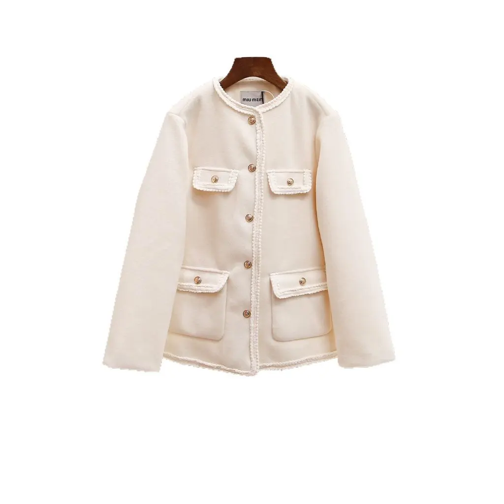 

Women's round Neck Woolen Cardigan Jacket Western Style Versatile Work Clothing S's New Autumn Winter Fashion Top