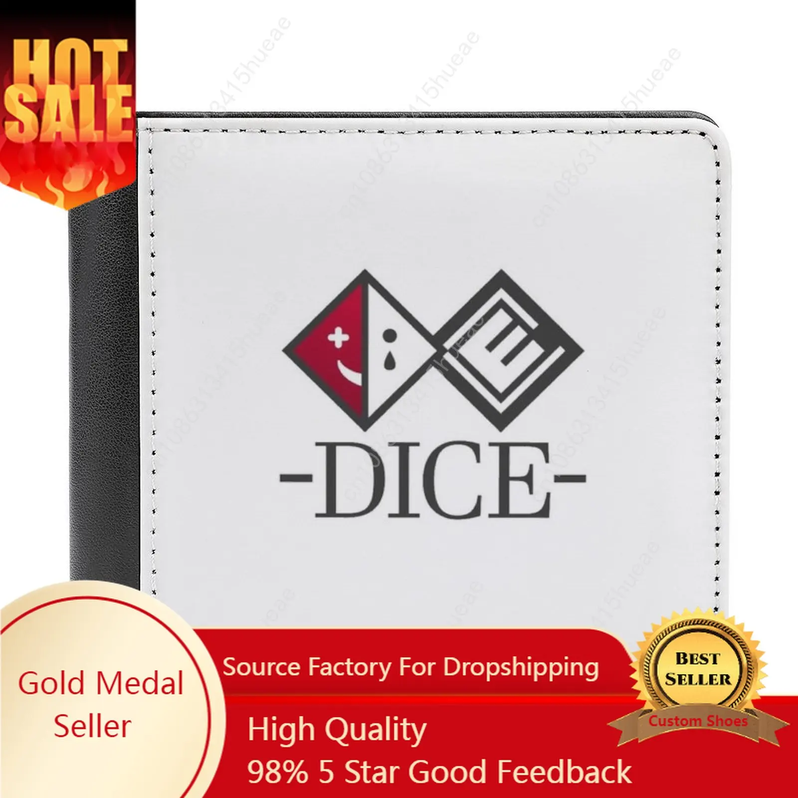 D.I.C.E. Logo Mode Creditcard Portemonnee Lederen Portefeuilles Gepersonaliseerde Portefeuilles Voor Mannen En Vrouwen Dobbelstenen D I C E Ouma Oma Kokichi