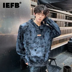 IEFB Niche Design Men's Hoodies Casual Printing Hooded Shouder Pads Big Pocket Loose Male Sweatshirts New Stylish Menwear 9C7345