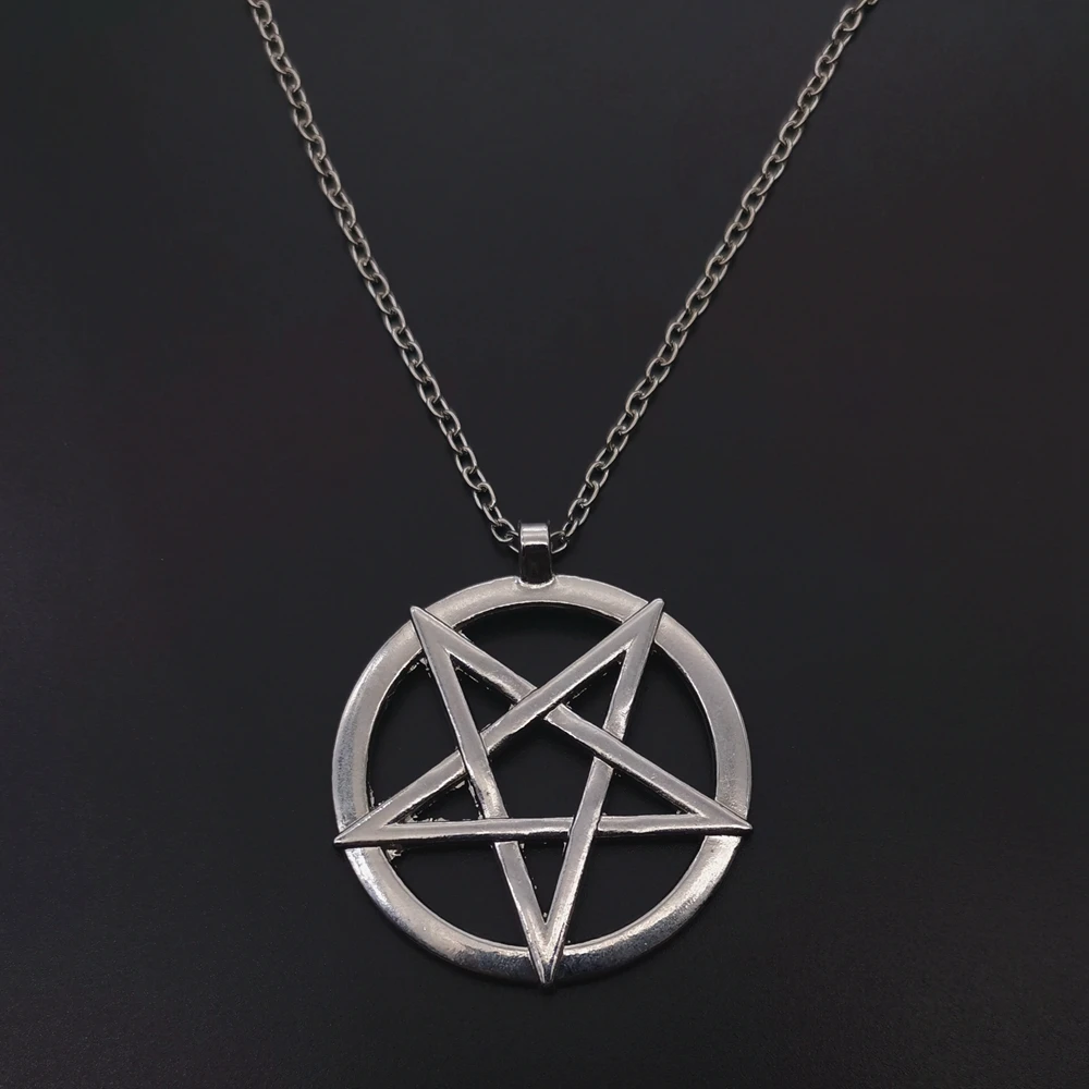 Fashion Inverted Pentagram Pendant Satanic Symbol Necklace Unisex Amulet Jewelry