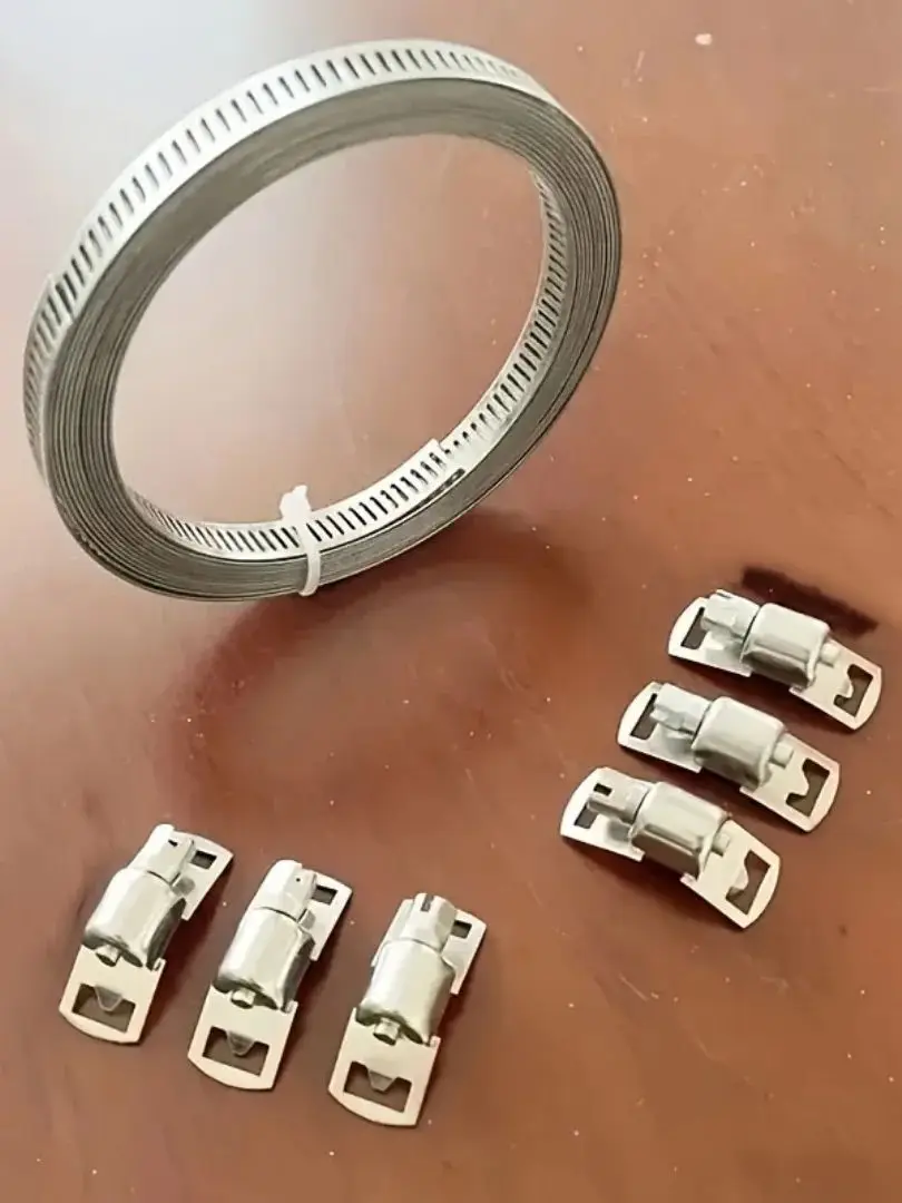Schlauchschellen-Sortiment aus Edelstahl 304, DIY, großes, verstellbares Schneckengetriebe-Band, Schlauch, Metallklemme, Umreifung, 9,8–34,4 Fuß – Detail 4