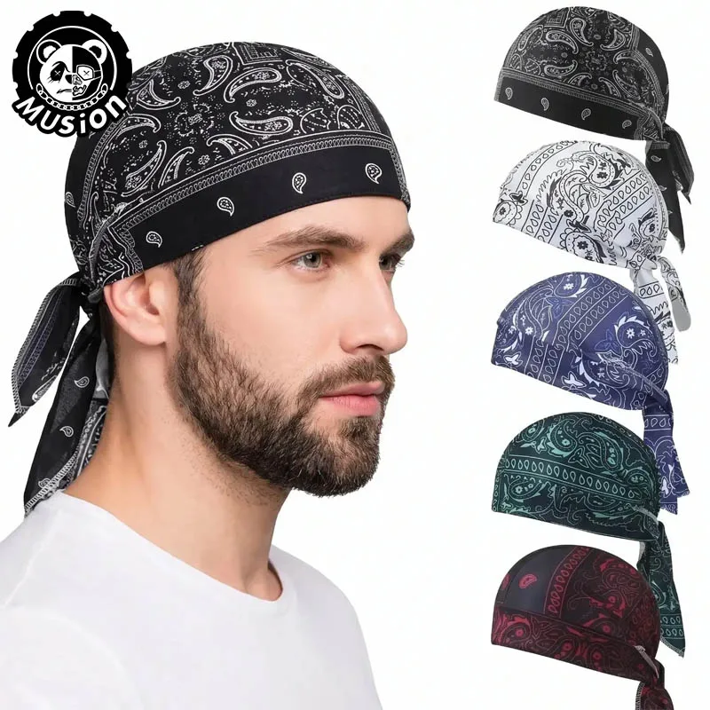 Musion Pirate Style Sports Headpiece Adjustable Strap Headband Breathable Cycling Helmet Lining Street Dance Sports Headpiece