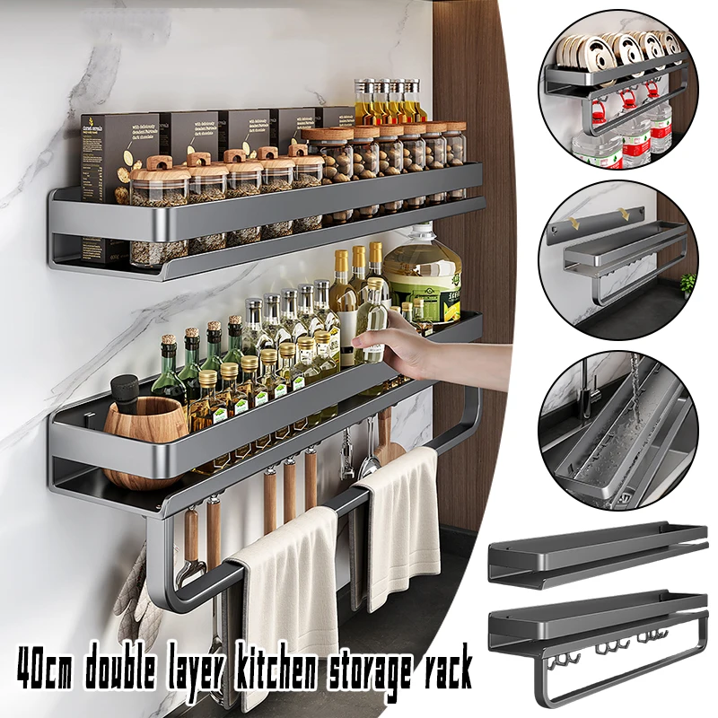 

Wall Mounted Kitchen Storage Rack Kitchen Storage Shelf Rack Easy To Install Household Waterproof Knife Holder Organizer New
