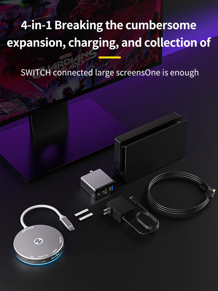 محول فيديو RGB متوافق مع HDMI لمفتاح nindo ، محول من النوع C ، قاعدة شحن محمولة لـ NS ، 4K ، 60Hz ، USB ، PD100W