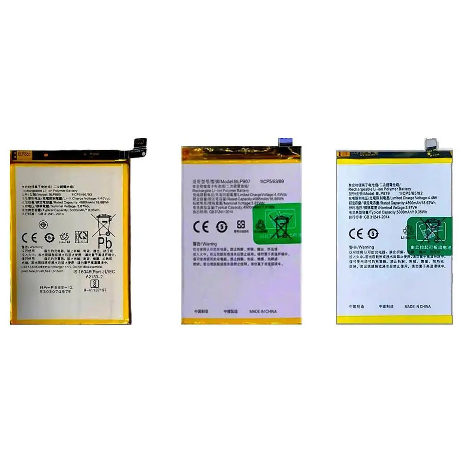 

Mobile Phone Battery Stable BLP879 BLP885 BLP907 4500-5000Mah For Oppo A76 A96 K10 Reno 7Z 8 Lite 4G 5G