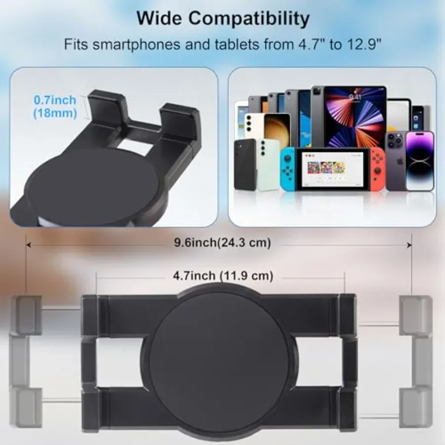 Penyangga Tablet iPad di Bawah Kabinet Dapur, Penyangga Tablet iPad di Meja dengan Penjepit, Basis Aluminium, Lengan Logam, Rotasi 360 Derajat, Kompatibel dengan