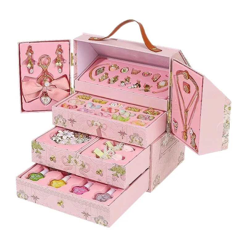 

Игрушечные бусины, подарочная коробка из бисера, подарок для девочки, детская шкатулка для драгоценностей ручной работы, цветные бусины