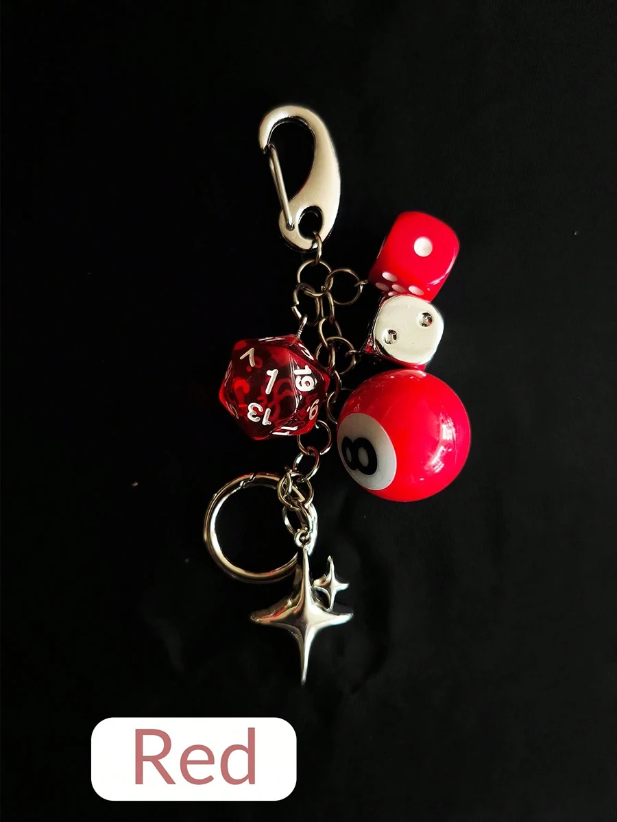 Ster dobbelstenen zwarte acht bal hanger tas hanger handgemaakte diy hanger ornamenten geschikt voor auto sleutelhanger decoraties coole stijl
