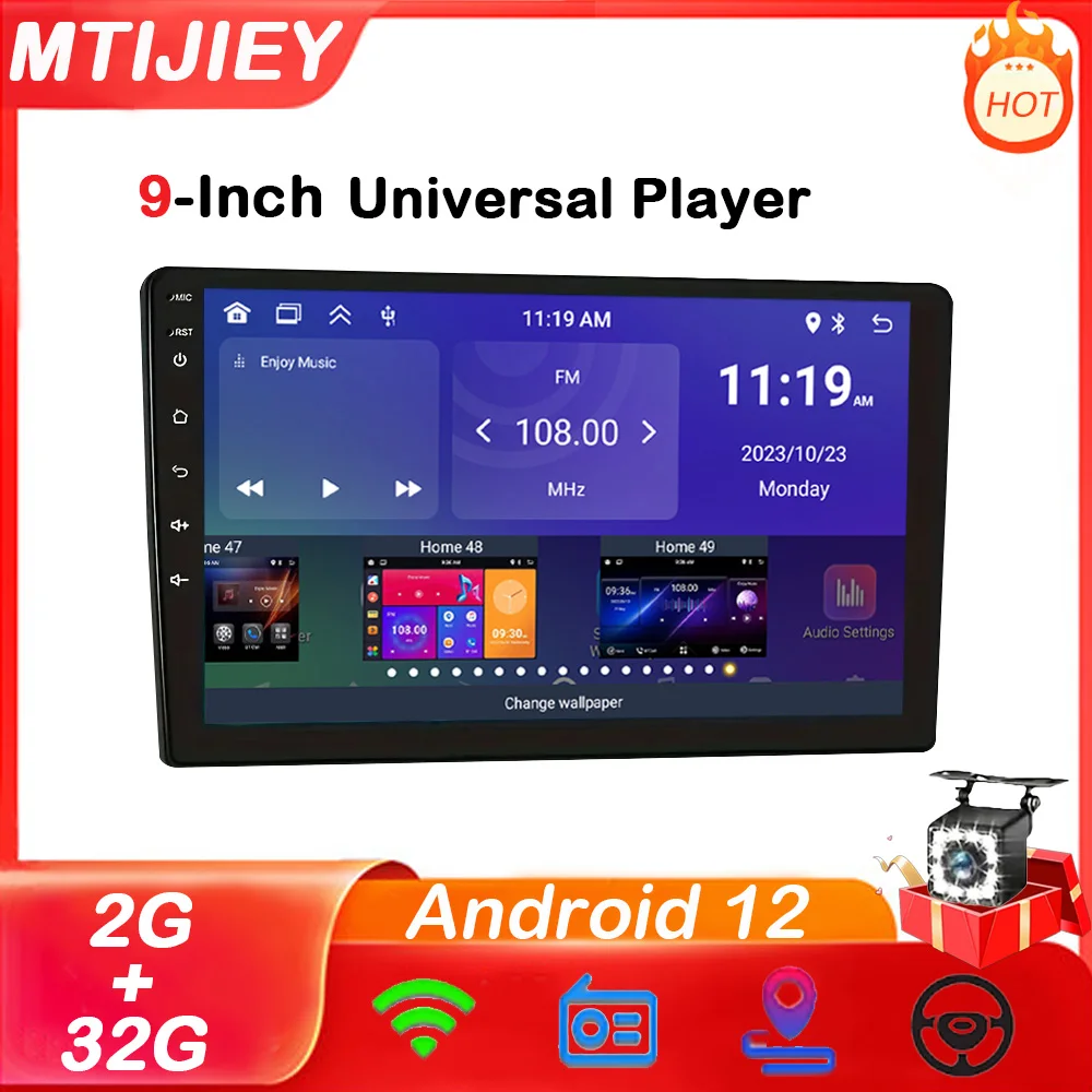 

2+32G 9“ 2Din Android12 Car Radio Multimedia Video Universal Stereo Carplay GPS For Volkswagen Nissan Hyundai Kia toyota