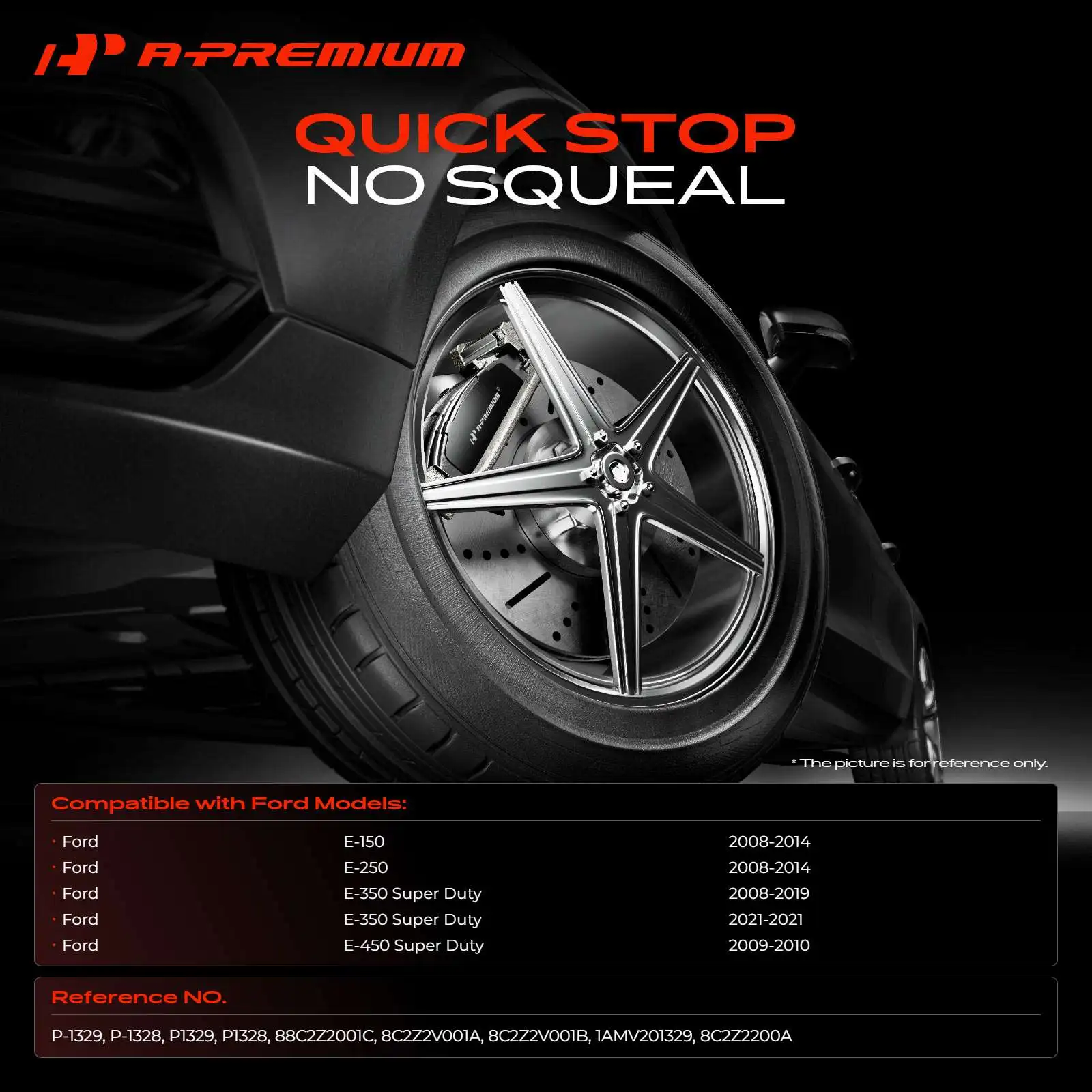A-Premium Front & Rear Side Brake Pads for Ford E-150 E-250 2008-2014 E-350 Super Duty 2008-2019 E-450 Super Duty 2009-2010