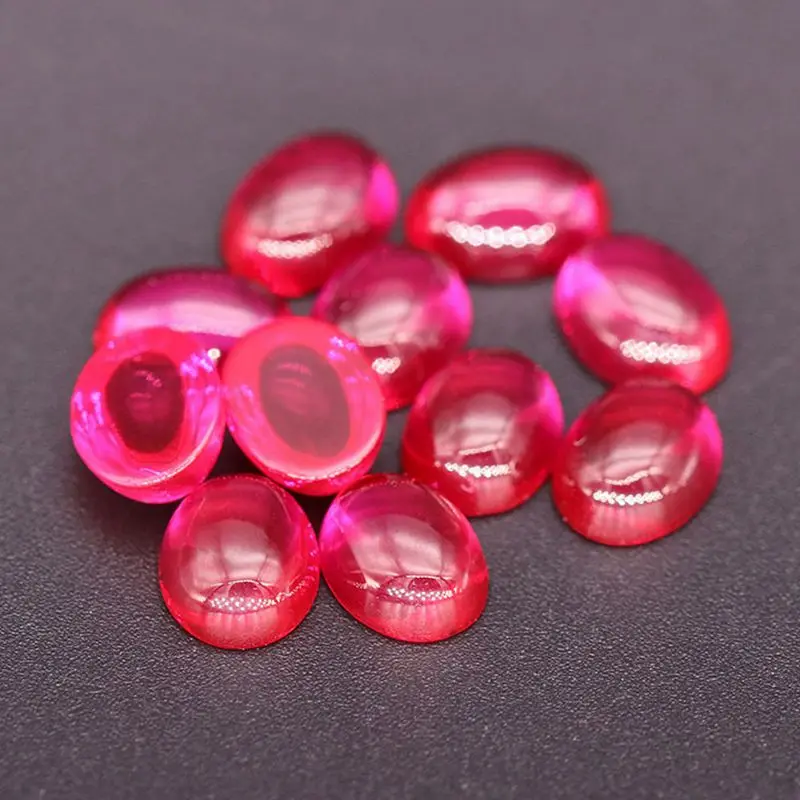 Natural Ruby Oval Cabochon Smooth Polished Surface Egg Shape Large Blood-red Ruby Cabochon Flat Back For Jewelry Making Gem