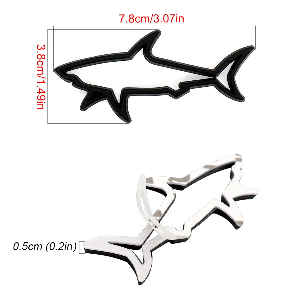 Shark Metal Car Bumper Sticker Creative Personality Body Scratch Cover Modified Side Door Decal for Vehicle view 2