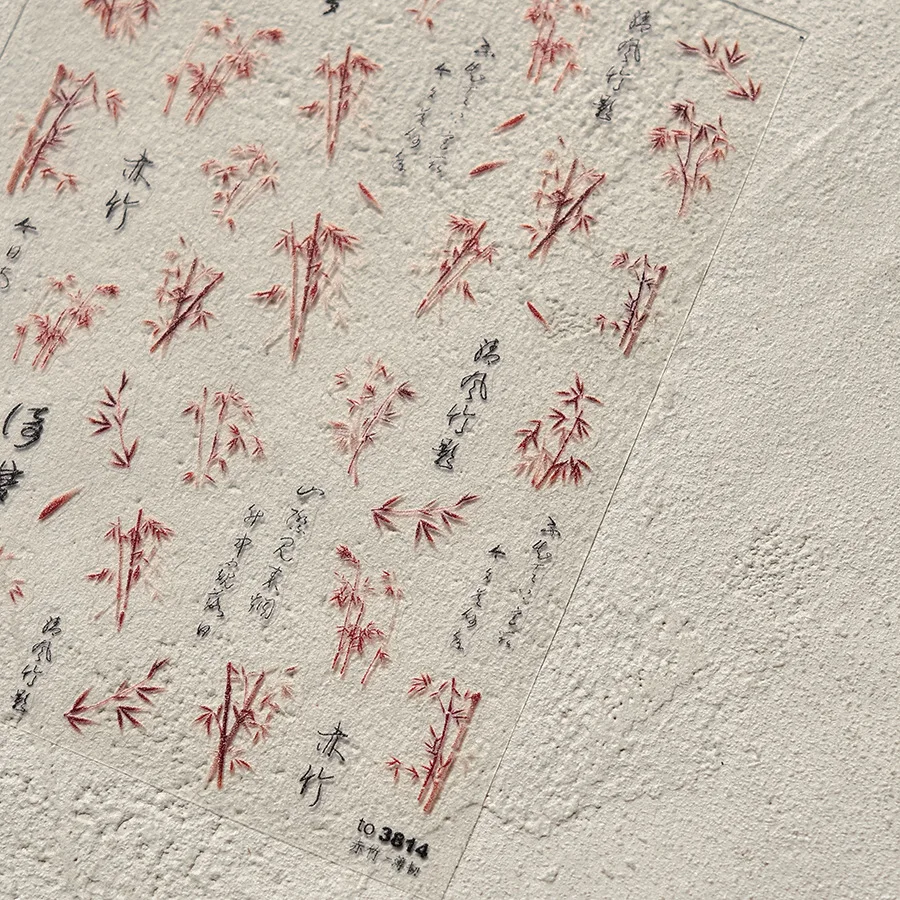 Chal con borlas bordado rojo chino, disfraz de Yunjin, nube 5D, pegatina artística para uñas, lazo, rosa, flor, perla, mariposa, calcomanía para manicura