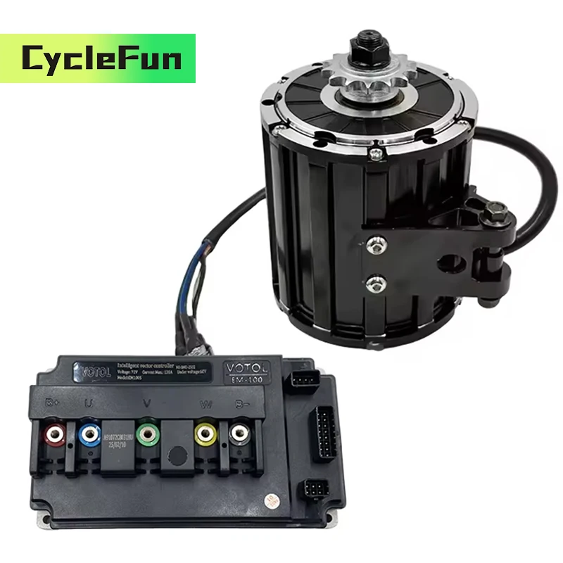 

Hall Sensor QS120 2KW 72V PMSM Mid Drive Motor 4600RPM 70H Belt or Sprocket Type With VOTOL EM100 Controller For E-Scooter Ebike