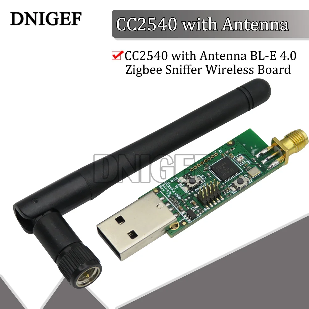 DNIGEF CC2540 with Antenna BL-E 4.0 Zigbee Sniffer Wireless Board USB Interface Dongle Capture Downloader Cable Connector