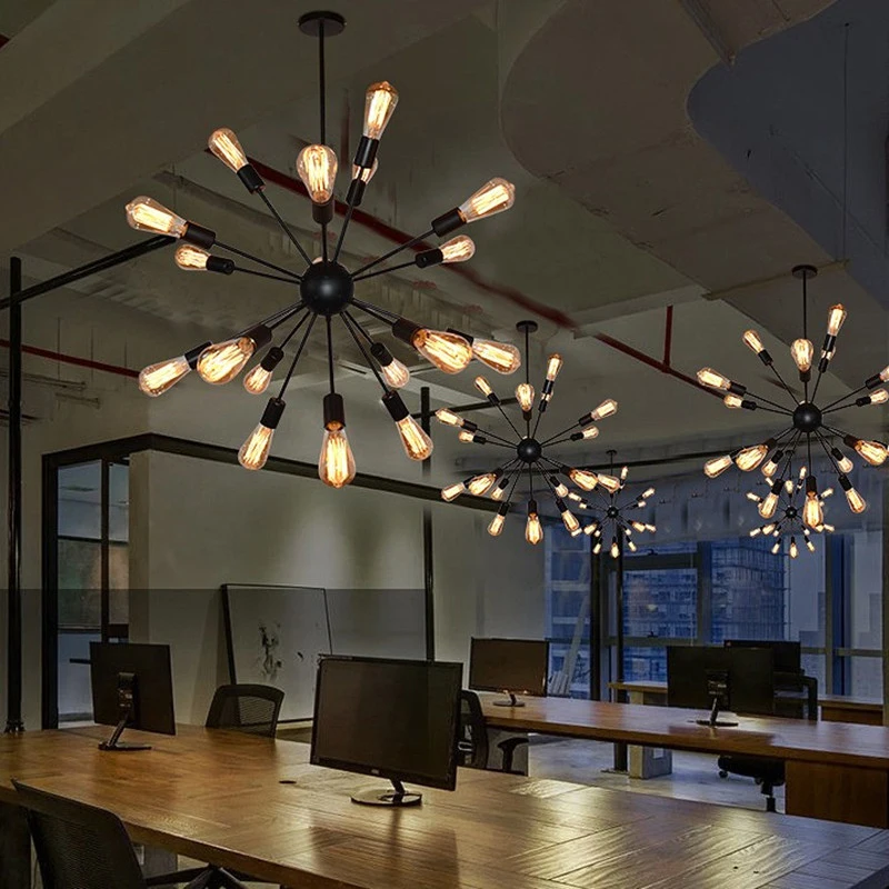 Designer Sputnik Chandelier 8/12/16/18 Heads Loft Retro Vintage Chandelier Dining Room Restaurant Bar Lights Black Chandelier - Image 3