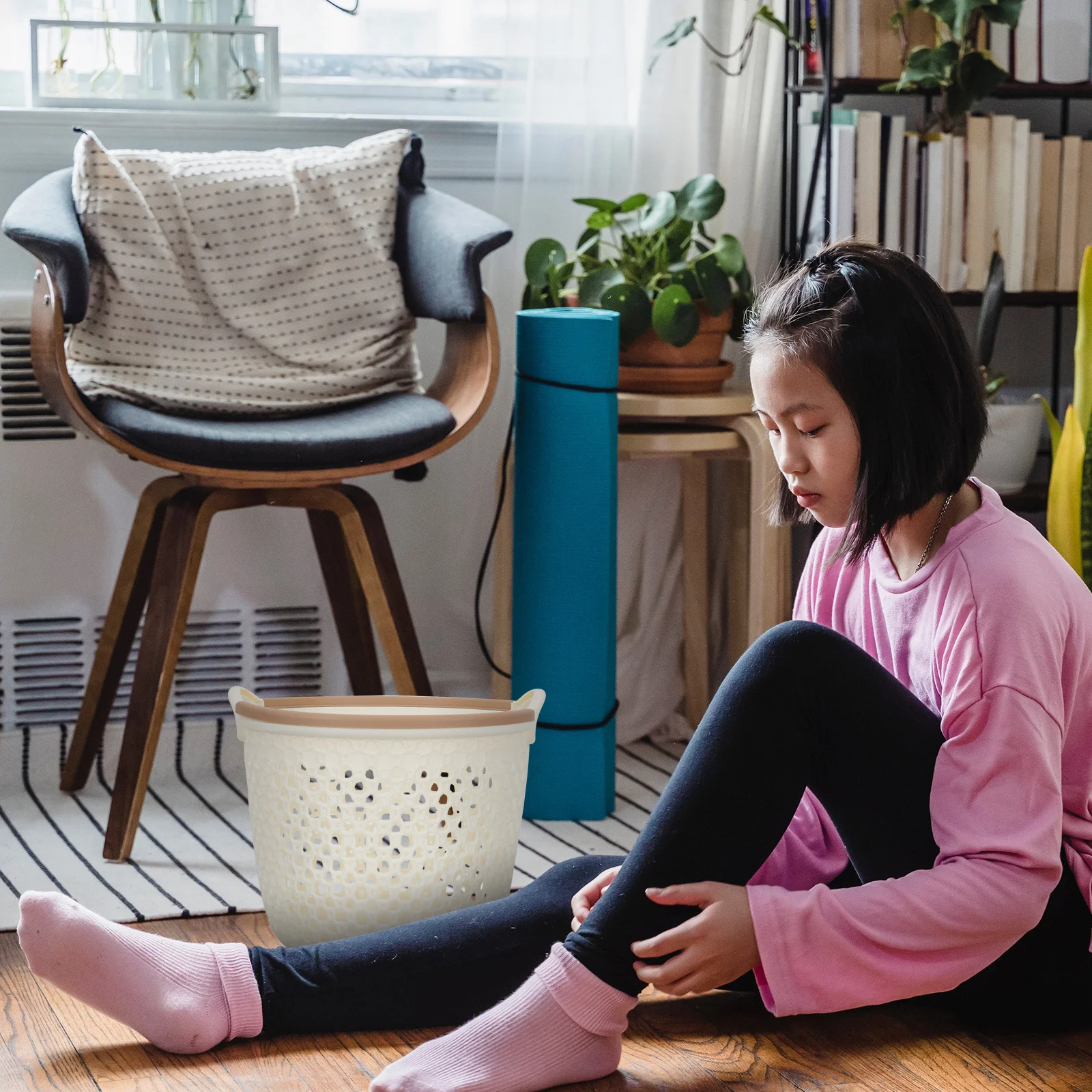 

Spacious Waterproof Plastic Clothing Basket with Elegant Hollow-Out Finish High-Capacity Storage for Laundry Room Bedroom Closet