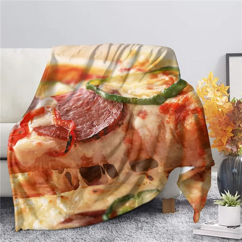 Tortilla Pizza Food Pattern Flannel Throw Blanket Soft Warm Lightweight Office Home All Season Blanket Adults Kids Camping Gifts