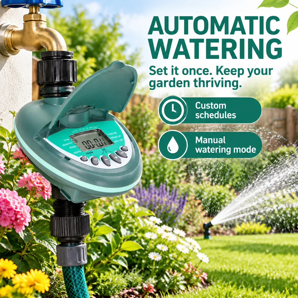 Garden Irrigation Timer LCD Display Watering Controller Weekly Daily Programming Greenhouse Potted Plants Automatic Sprinklers