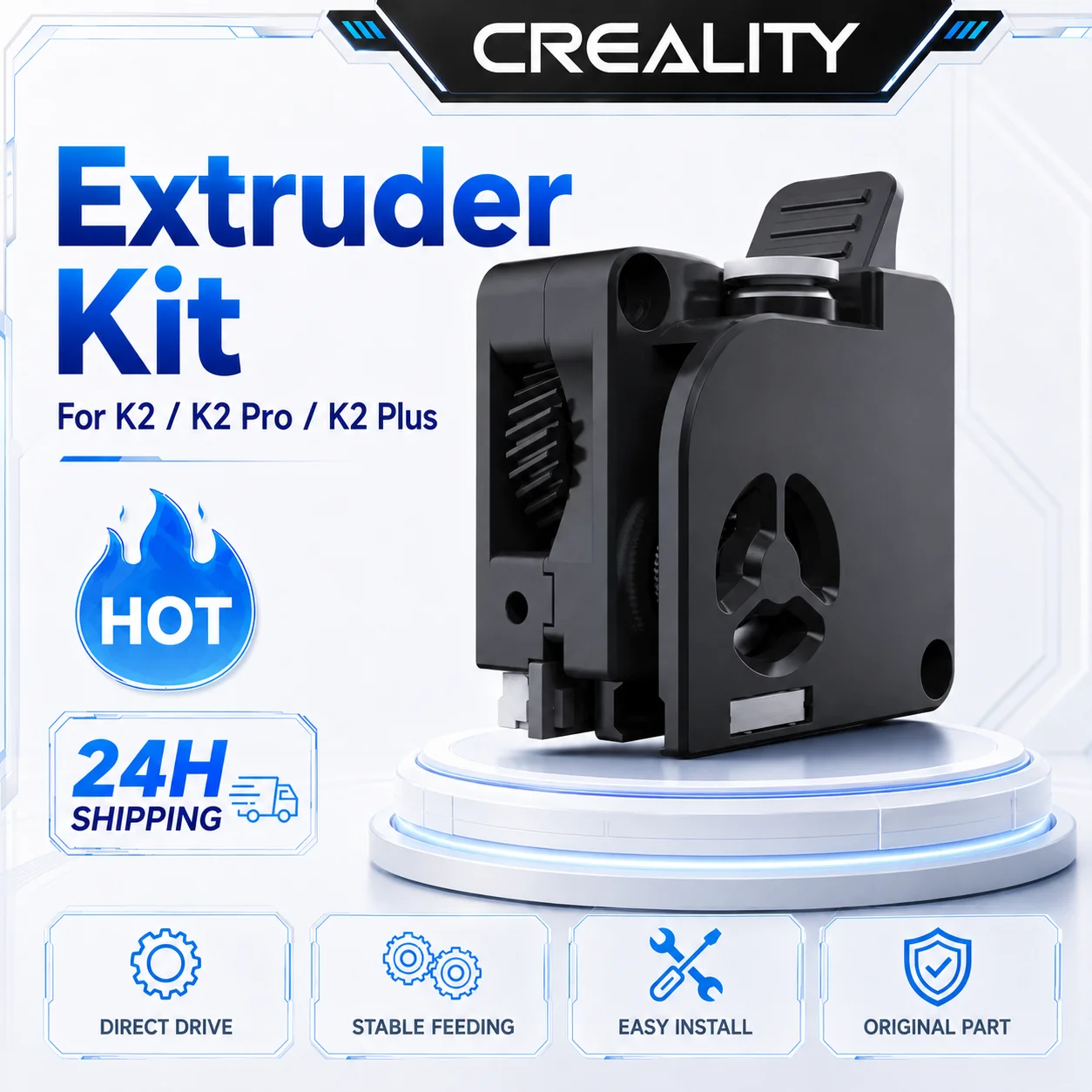 Creality Original K2 Plus Extruder Kit 6.25:1 Dual Gear Drive Built-in Filament Break Sensor for K2 Plus 3D Printer Parts