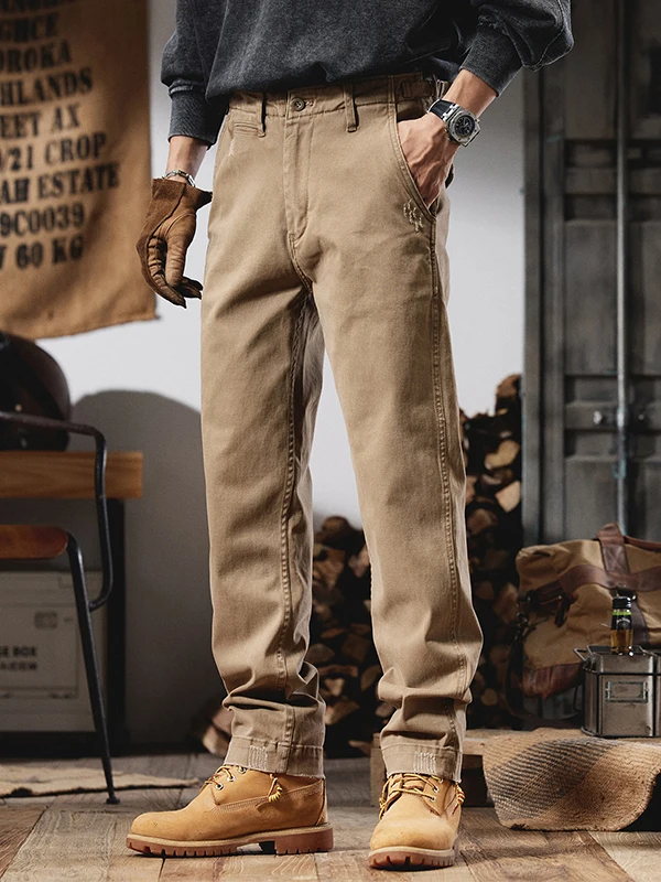 

American Retro Heavyweight Work Pants Men Spring Autumn 2025 New Waed Pure Cotton Straight Casual Pants Men's Long Trousers